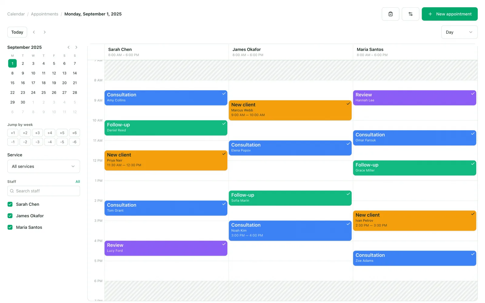 Every booking, straight onto the calendar.